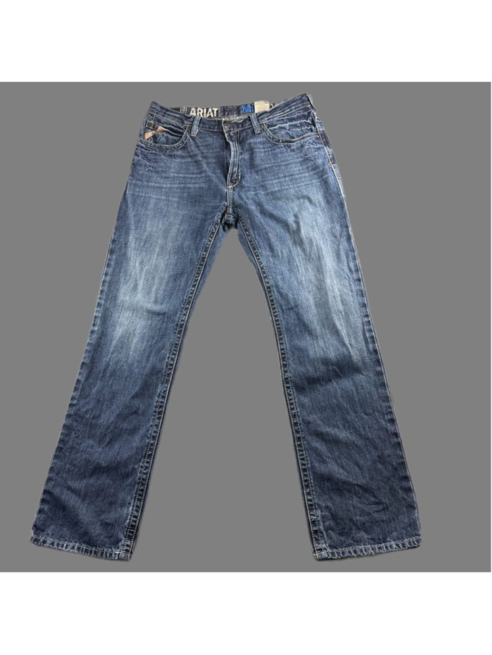 Ariat M2 Jeans Men’s 36x34 Relaxed Bootcut Western Cowboy Chore Medium Wash Blue - Picture 2 of 14